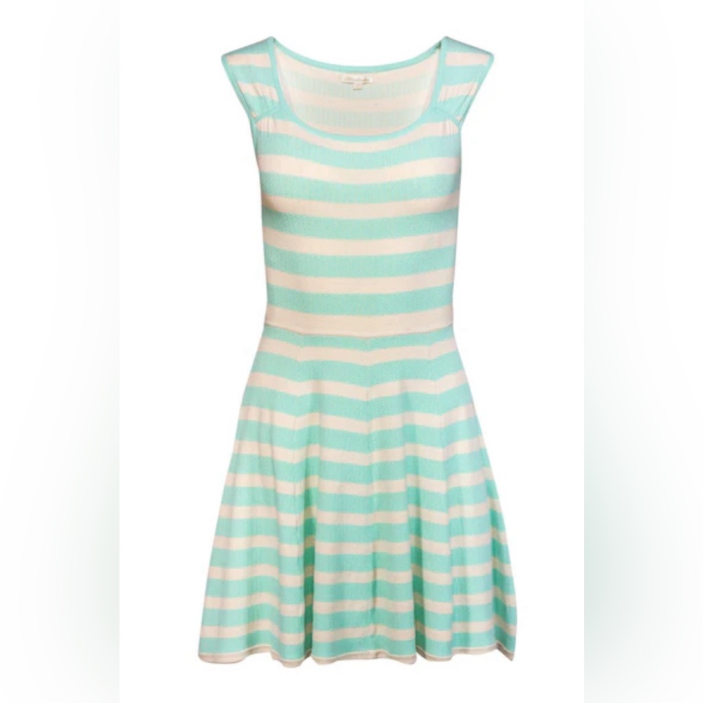 Shoshanna Mint Green and White Striped Knit Dress size Small